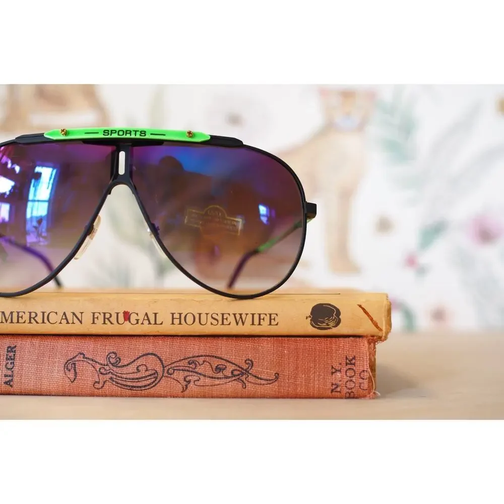 Vintage Aviator Sunglasses 1980s Taiwan NOS Outdoor Rave Party Retro Sporty